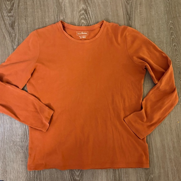 L.L. Bean Women’s  Rust Orange Long Sleeve Tee Soft Cotton Shirt Fall Autumn 🍂 - Picture 1 of 4
